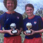 Michelle Akers and Mia Hamm, USA Legend player with IFFHS Awards